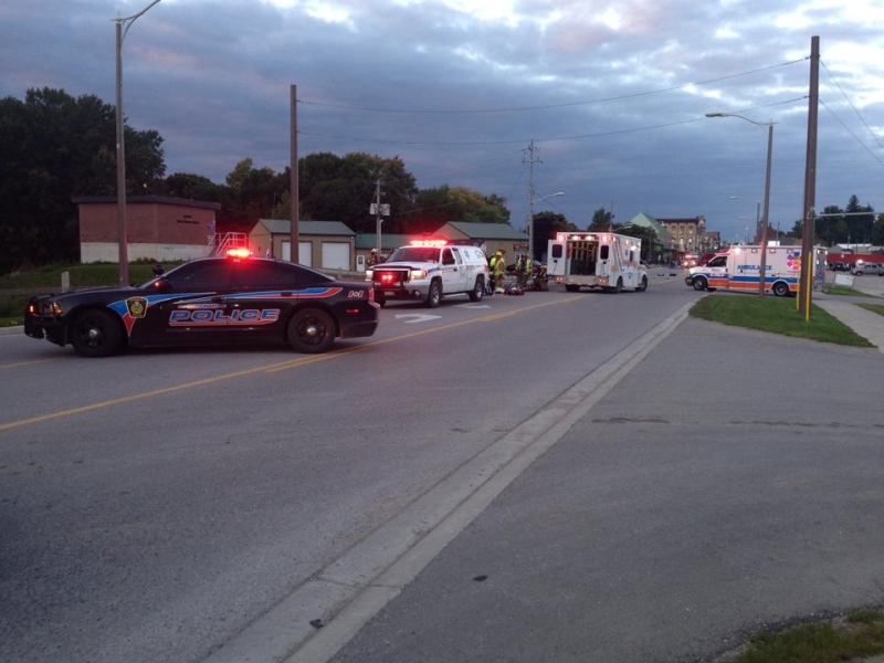 Emergency crews respond after a serious two-vehicle crash in Wingham, Ont. on Sunday, Sept. 14, 2014. (Scott Miller / CTV London)