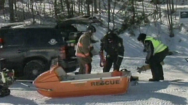 Emergency crews respond to a snowmobiling accident near Bracebridge, Ont. late Saturday morning.