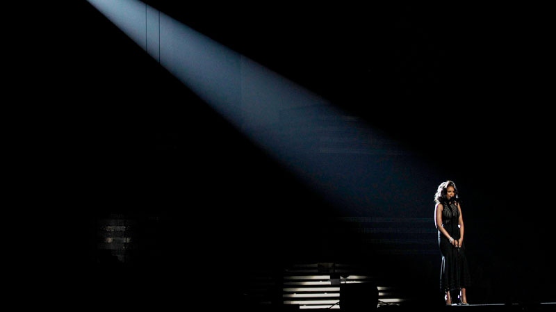 Jennifer Hudson performs 'I Will Always Love You' during the In Memoriam portion of the 54th annual Grammy Awards on Sunday, Feb. 12, 2012 in Los Angeles. (AP / Matt Sayles)