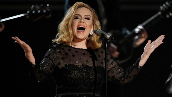 Adele performs during the 54th annual Grammy Awards in Los Angeles on Sunday, Feb. 12, 2012. (AP / Matt Sayles)