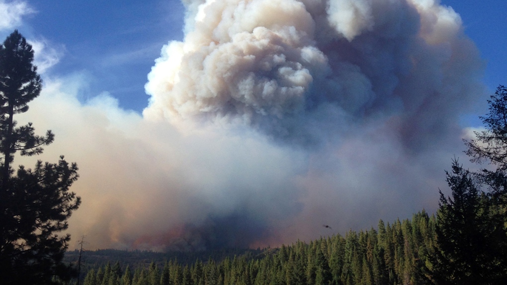 Wildfire rages in Pollock Pines, Calif.