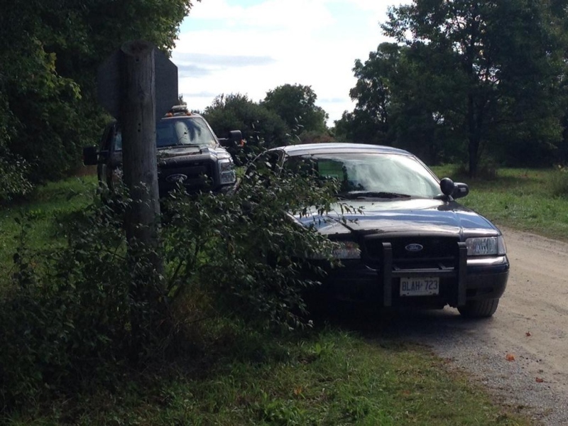 An OPP presence remains at the Hullett Provincial Wildlife Area near Clinton, Ont. on Thursday, Sept. 18, 2014. (Scott Miller / CTV London)