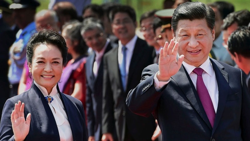 Chinese President Xi Jinping, with his wife