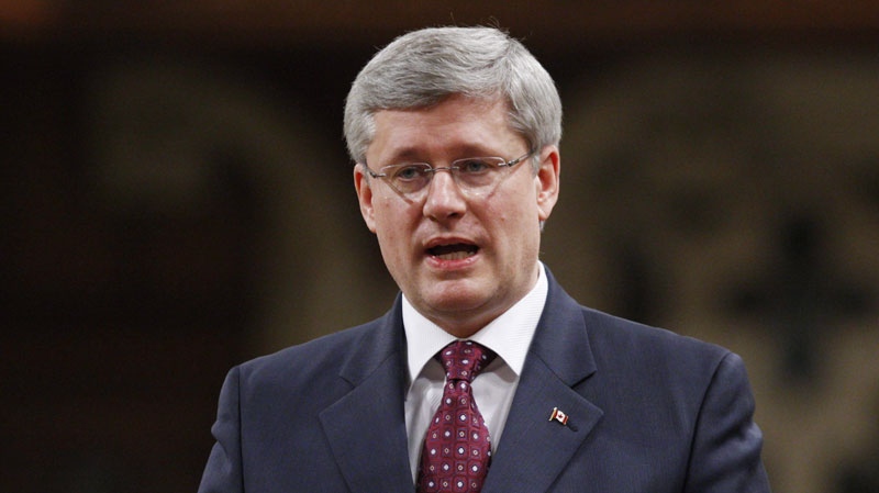Prime Minister Stephen Harper rises in the House of Commons during Question Period in Ottawa, Thursday, Feb. 2, 2012. (Adrian Wyld / THE CANADIAN PRESS)