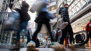 Shoppers carry their purchases through Toronto's Eaton Centre, Friday Nov. 29, 2013. (AP / The Canadian Press, Chris Young) 