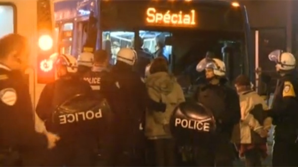 Police arrested 37 people during a protest at CEGEP du Montreal overnight Thursday. (CTV Montreal)
