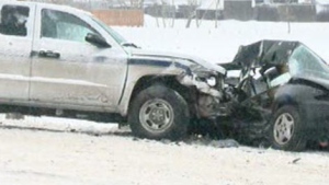 RCMP and emergency services were at the scene of a two-car collision on the Perimeter Highway Tuesday morning.