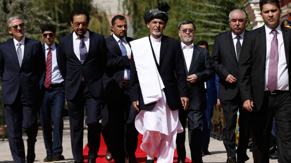 Afghan President Ashraf Ghani Ahmadzai, centre