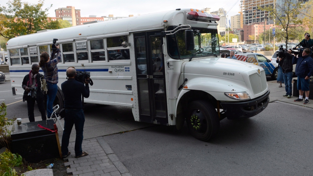 Prison van arriving at court in Montreal