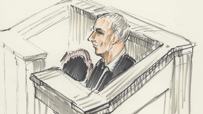 Graham James attends his sentencing hearing at court in Winnipeg, Wednesday, Feb. 22, 2012, in this artist's sketch. (Tom Andrich / THE CANADIAN PRESS)