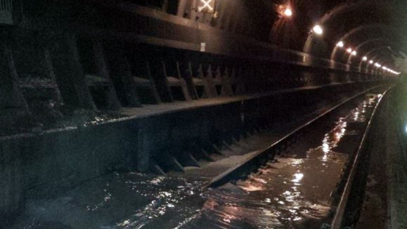 Dundas West Station was flooded on Tuesday morning, Sept. 30, 2014. (@bradTTC / Twitter)