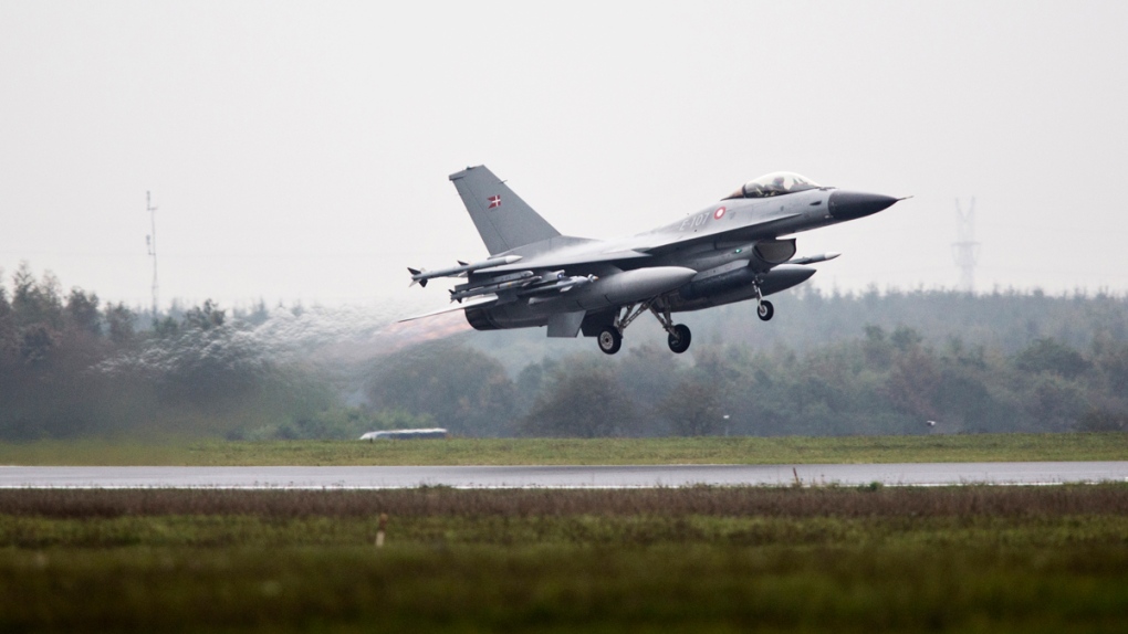 Danish F-16 fighter jets takes off
