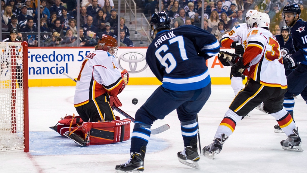 Calgary Flames and Winnipeg Jets in action