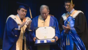Jacques Parizeau is granted an honorary degree at l'Université de Montreal on Sunday Oct. 5, 2014