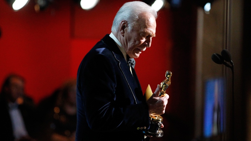 Christopher Plummer accepts the Oscar for best actor in a supporting role for 'Beginners' at the 84th Academy Awards on Sunday, Feb. 26, 2012, in the Hollywood section of Los Angeles. (AP / Chris Carlson)
