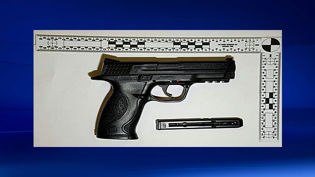 ASIRT investigators seized the firearm produced; a black Smith and Wesson 177-calibre BB gun. (Photo: RCMP)