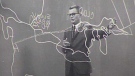 Tom Bird delivers the weather forecast on CFPL-TV in the 1950s in London, Ont.