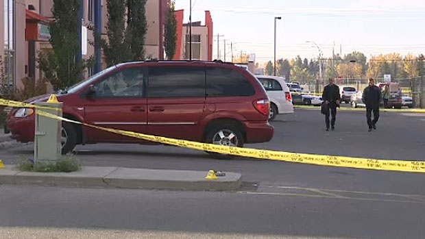 Police are looking for two suspects in connection with the robbery and murder of a man in northeast Calgary on Wednesday night.