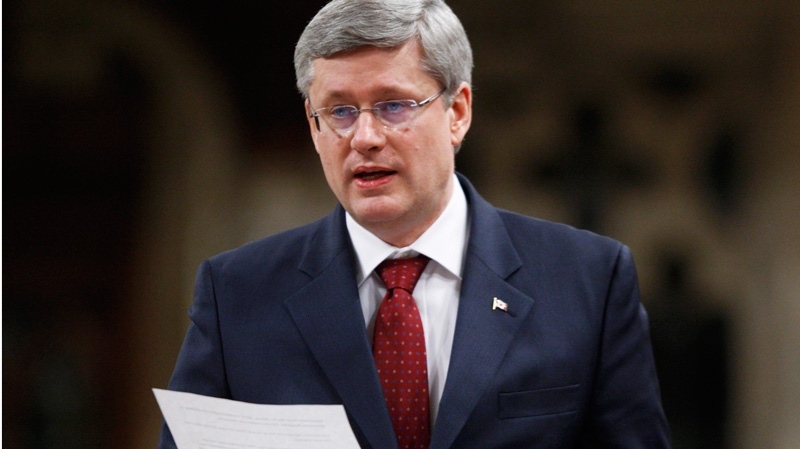Prime Minister Stephen Harper rises in the House of Commons on Parliament Hill in Ottawa, Thursday, March 1, 2012. (Adrian Wyld / THE CANADIAN PRESS)