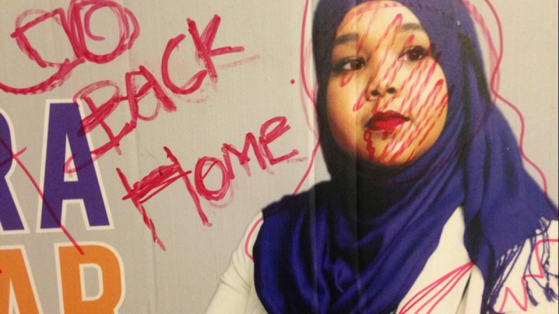 A photo of Munira Abukar's vandalized campaign signs that she shared on Twitter on Friday, Oct. 11, 2014.