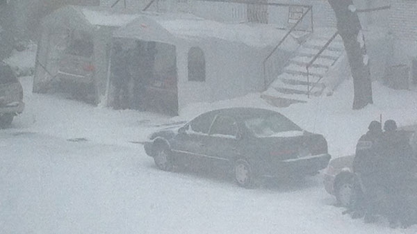 MyNews contributor Frank Rudner sent in this photo of police activity in a residential Montreal neighbourhood, Thursday, March 1, 2012. 