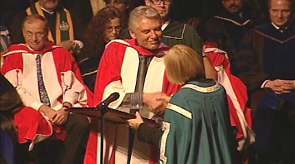 Nestl� CEO Peter Brabeck-Letmath receiving an honorary degree from University of Alberta Chancellor Linda Hughes on Thursday March 1, 2012.