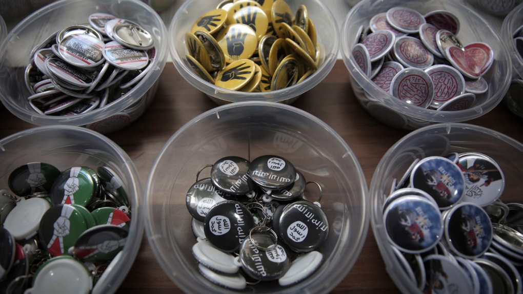 Islamic State group pins in an Istanbul bookstore