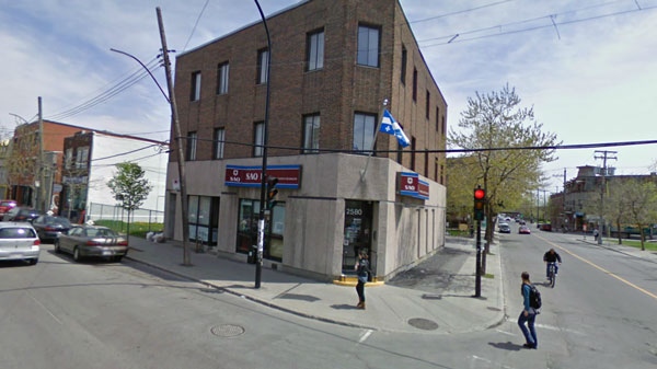 A Google Maps photo of the SAQ outlet at the corner of Centre Street and Charlevoix Street.