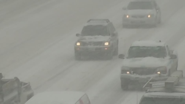 Snow made roads messy Friday on highways.