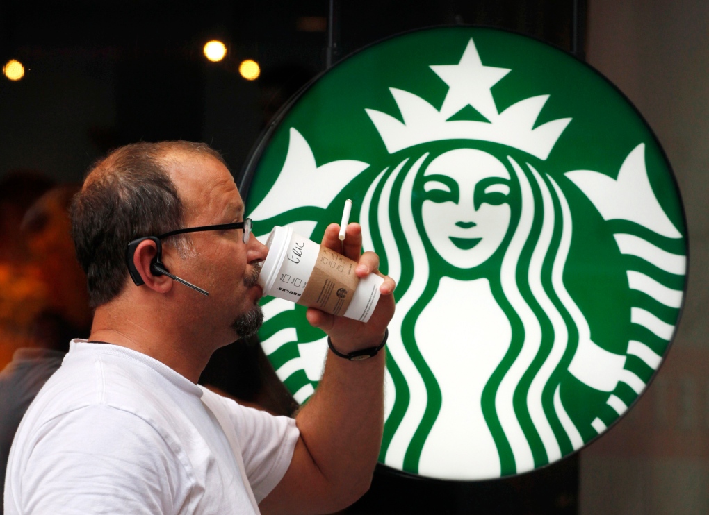 Starbucks coffee drinker in New York