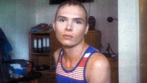 Luka Rocco Magnotta is pictured in Berlin in a photo released during court proceedings in Montreal.