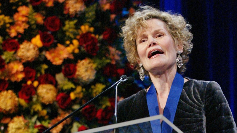Author Judy Blume speaks after receiving the 2004 National Book Foundation Medal for distinguished contribution to American letters, at the 55th National Book Awards held in New York City, Wednesday, Nov 17, 2004. (AP Photo/Stuart Ramson)
