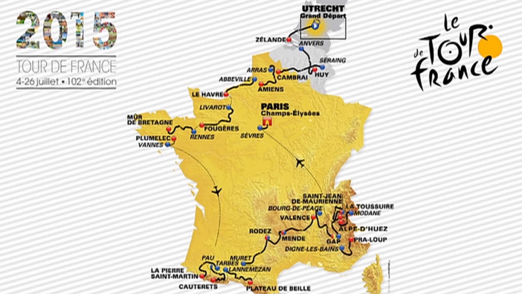 2015 Tour De France route map