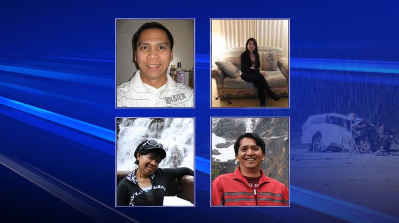 Four Filipino foreign workers killed by suspected drunk driver Sunday. Anthony Castillon (top left),Eden Biazon (top right),Josefina Velarde (bottom left),Joey Mangonon (bottom right)   