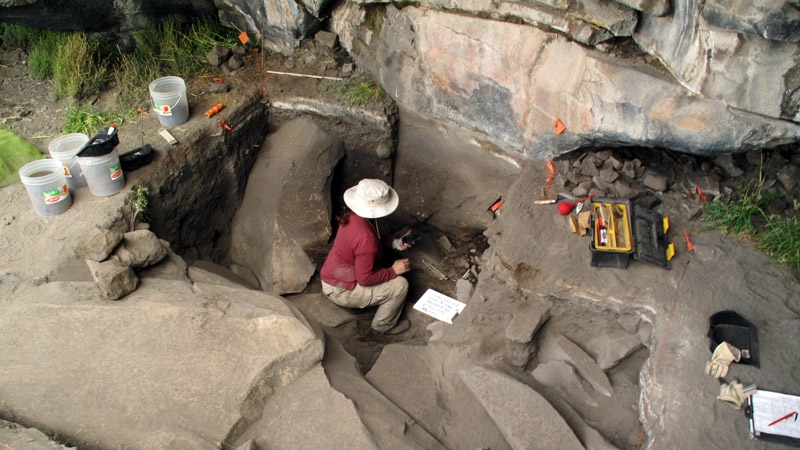 Sonia Zarriollo during an excavation in Peru