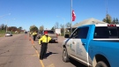 Vehicles are being stopped and identification is required before passing through the main gates of Garrison Petawawa. (Photo: Tyler Fleming/CTV Ottawa)