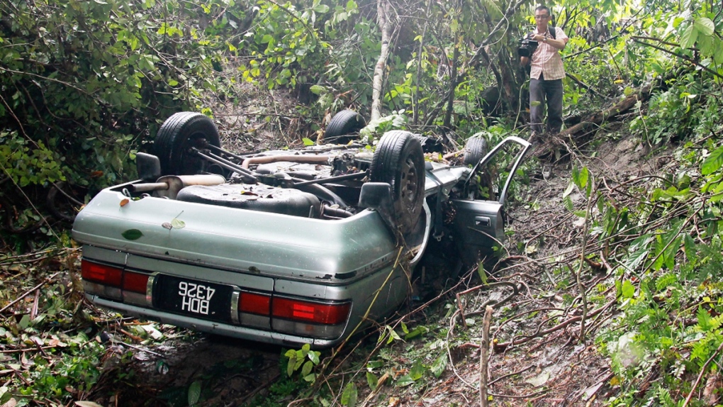 Nicholas Andrew's car overturned in the jungle