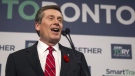 John Tory speaks to supporters after winning the election and becoming the new mayor of the City of Toronto in Toronto on Monday, Oct. 27, 2014. (Chris Young / THE CANADIAN PRESS)