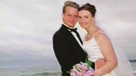 Curtis and Allyson McConnell are seen on their wedding day in this undated image.