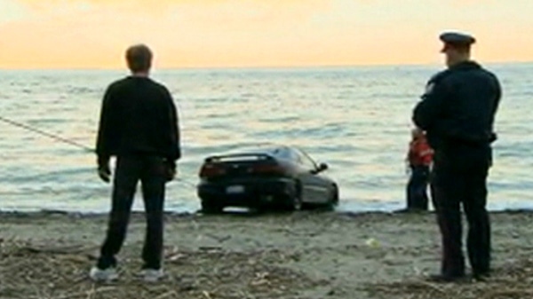 A vacant car has been found submerged in the Lake Ontario, Thursday, March 15, 2012.