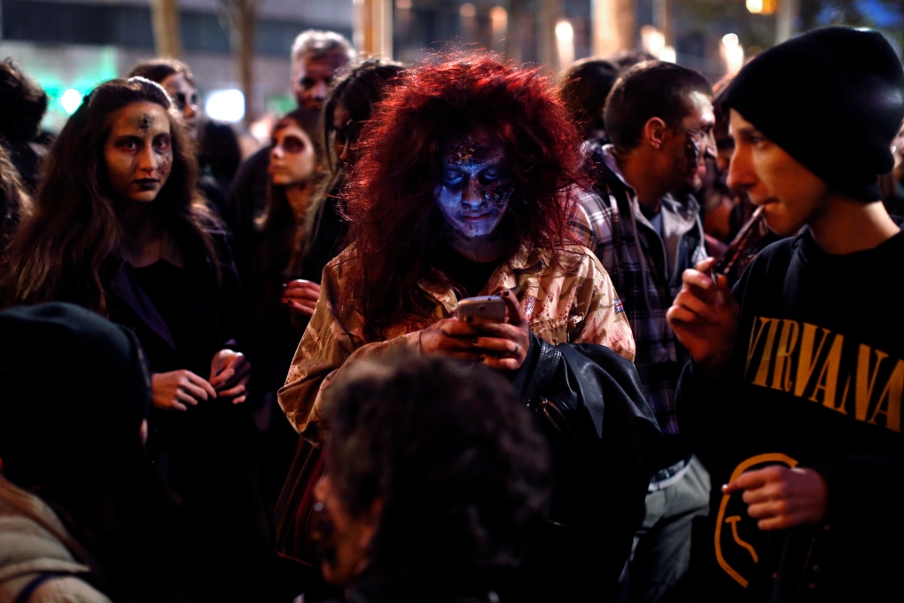 A girl dressed as a zombie in Serbia 