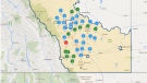 Map of southern Alberta power outages on November 2, 2014 (Fortis Alberta) 