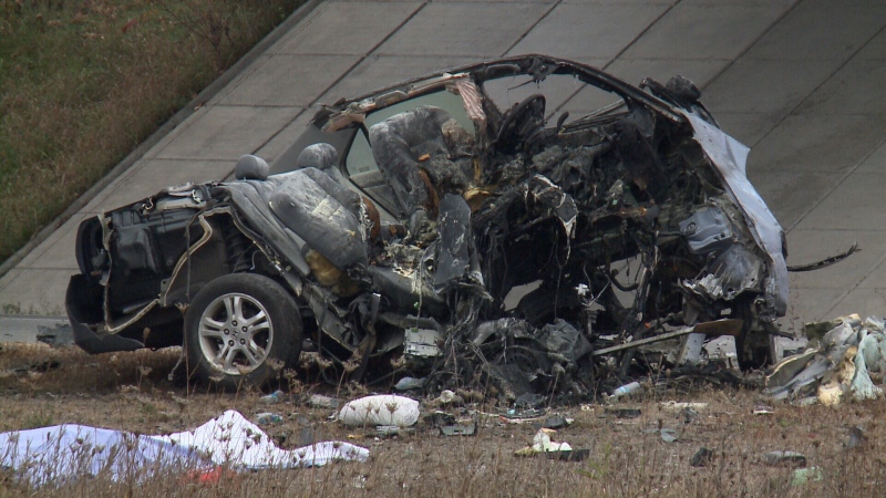 The scene of a fatal, single-vehicle crash on Highway 416 in rural South Ottawa, Nov. 3, 2014