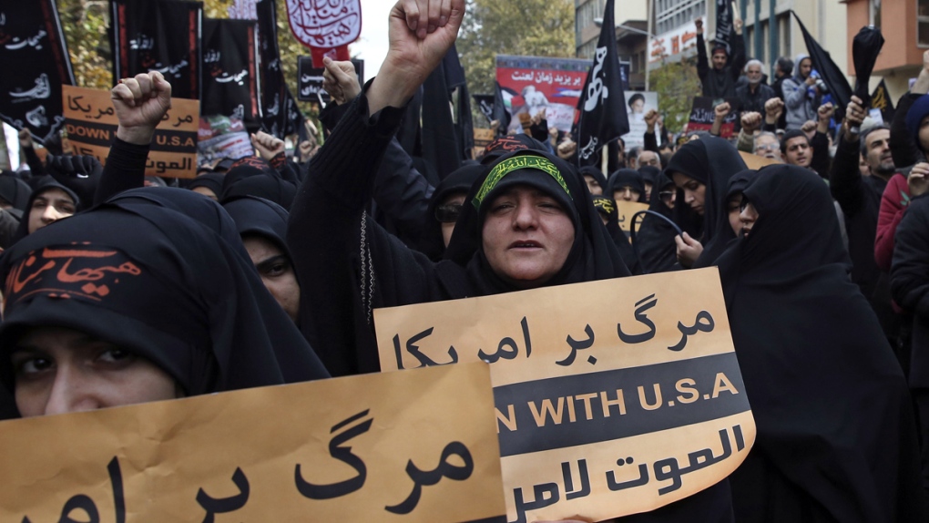 Iranian women chant anti-U.S. slogans