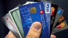 Credit cards on display