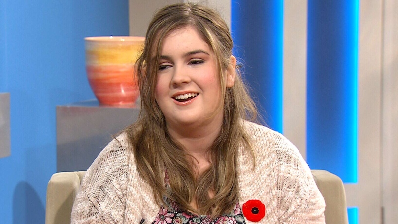 18-year-old Leah Borneman appears on Canada AM on Wednesday, Nov. 5, 2014.
