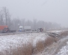 Near white-out conditions and vehicles in the ditch on Highway 402 west of Strathroy on Nov. 7, 2014. (Gerry Dewan / CTV London)