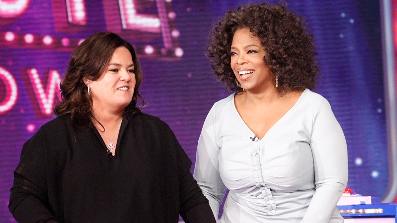 Oprah Winfrey with host Rosie O'Donnell during the debut of 'The Rosie Show,' in Chicago in Oct. 10, 2011. (Harpo, Inc. / George Burns)