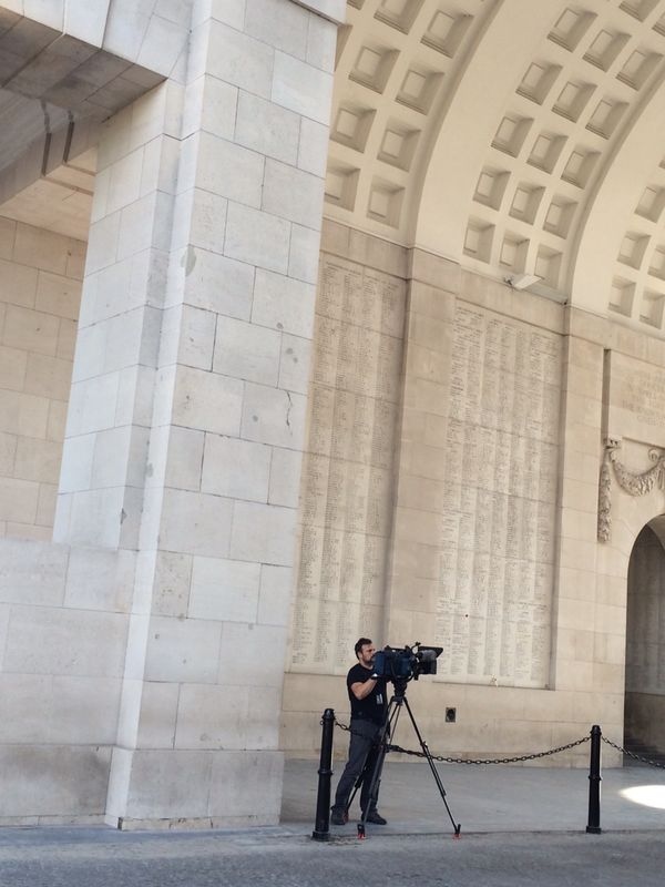 CTV cameraman at the Menin Gate in Ypres, Belgium