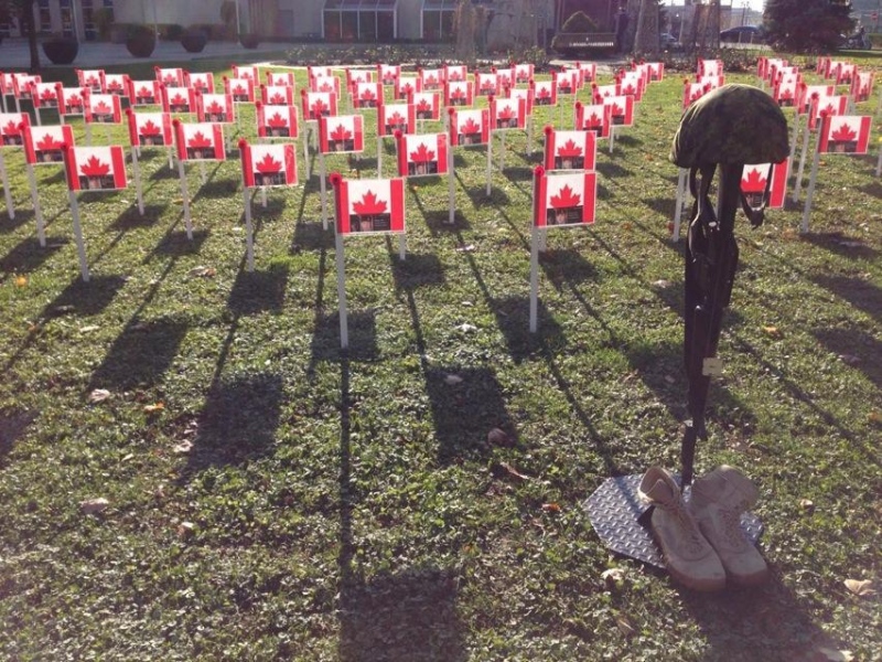 Remembrance Day flags honour Canadian soldiers in Windsor on Nov.11, 2014. (Michelle Maluske / CTV Windsor)